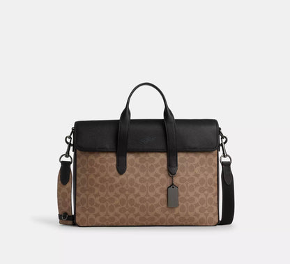 Crossgrain Leather Flap Magnetic Closure Business Briefcase