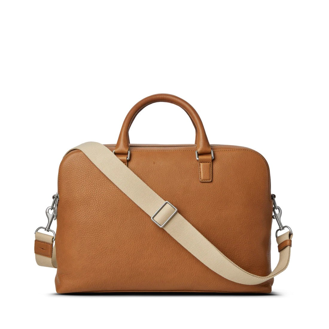 Natural Grain Leather Double Zip Business Briefcase