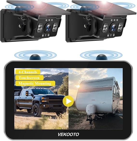 VK7Pro 2 Magnetic Solar Wireless Backup Camera with 7'' IPS Touchscreen