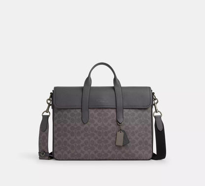 Crossgrain Leather Flap Magnetic Closure Business Briefcase