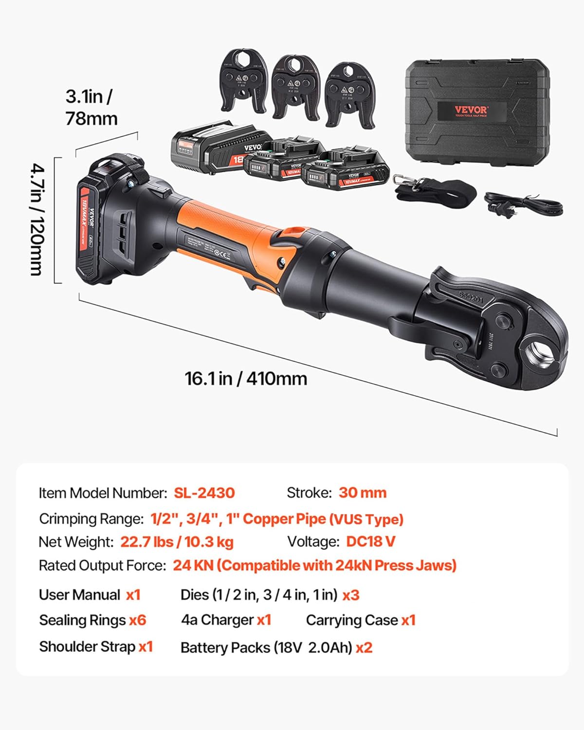 VEVOR 18V Electric Pipe Press Tool