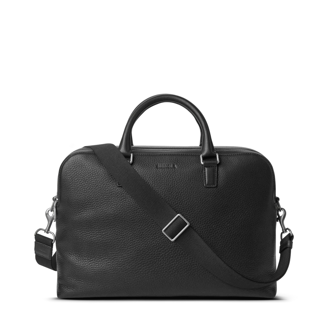 Natural Grain Leather Double Zip Business Briefcase