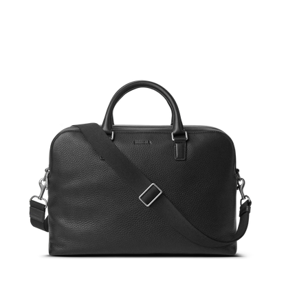 Natural Grain Leather Double Zip Business Briefcase