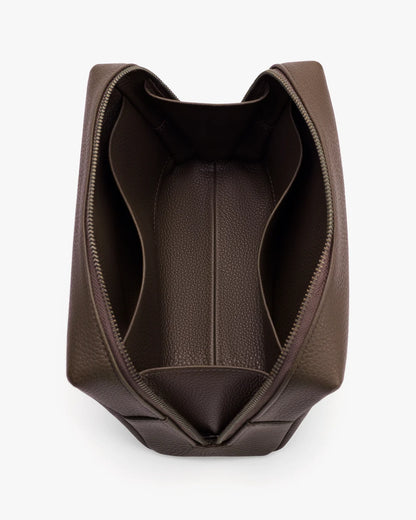 Pebbled Leather Water-Wipeable Interior Travel Toiletry Cosmetic Bag