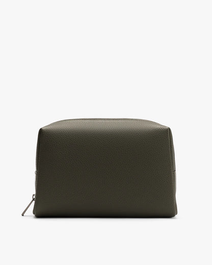 Pebbled Leather Water-Wipeable Interior Travel Toiletry Cosmetic Bag