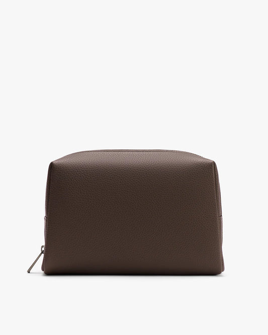 Pebbled Leather Water-Wipeable Interior Travel Toiletry Cosmetic Bag